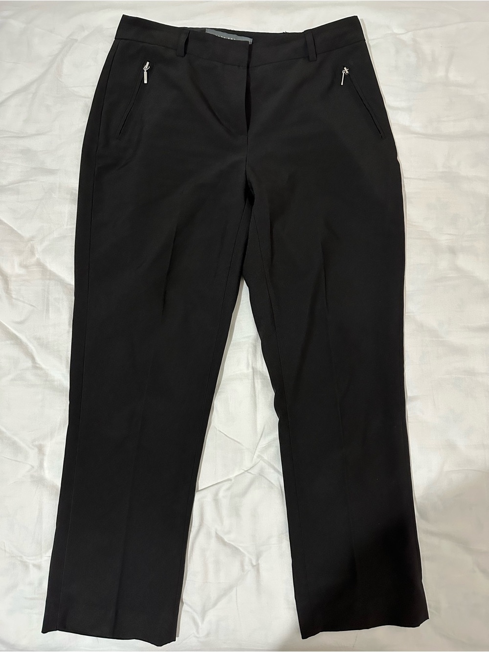 Suzy Shier Black Tailored Straight Pants with Zip Pockets